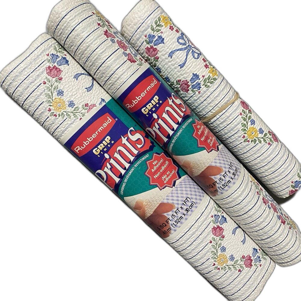 Vintage 1996 Rubbermaid Grip Prints Shelf Liner Floral Heart Wreath Cottagecore